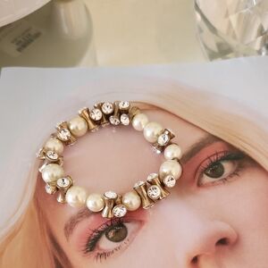 J. Crew Factory Cream and Gold Bracelet with Elegant Design